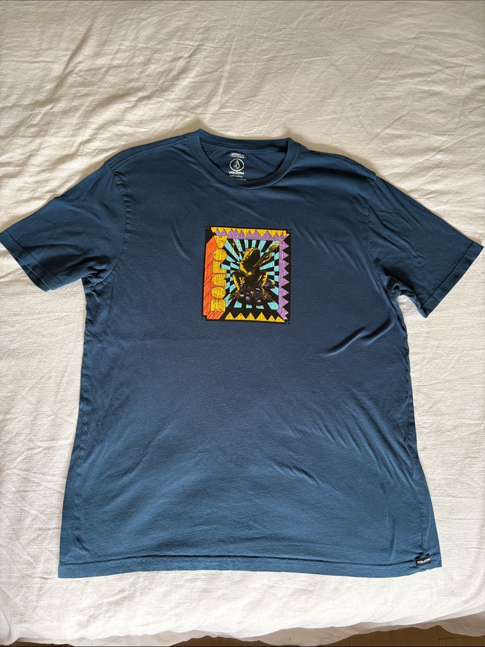 Volcom Navy Short-Sleeve Graphic Tee with Multicolor Patch